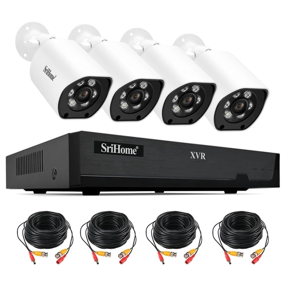 Kit XVR SriHome NVS008 4 Cámaras AH034 1080P con Audio y Visión Nocturna a Color