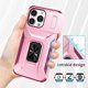 thumbnail image 4 of Funda Armada para iPhone 13 Pro con Tapa Deslizante y Soporte Magnético Giratorio Rosa, 4 of 5