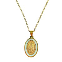 Elbauldejuma - Colgante Medalla Virgen María Nácar Chapada En Oro 18K Amor