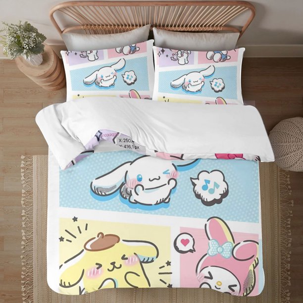 Sanrio Soft 3D Printed Duvet Cover Bedding Set with Comforter Cover 3 Piece Set