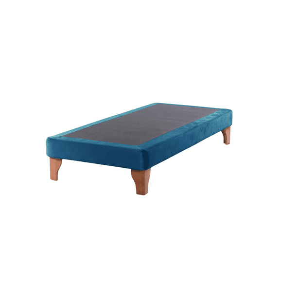 Base Elegante Cama Europea 1.5 Plaza 105x190 Cm Azul Petróleo Lino