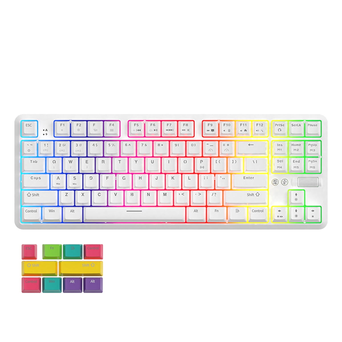 Ajazz - Teclado Mecánico Bluetooth Full Rgb Switch Brown – K870t Blanco