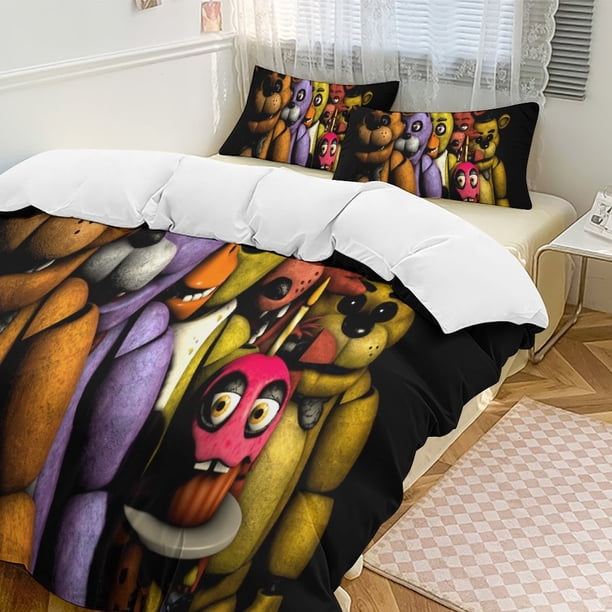 Five Nightat Freddy Quilt Set Thicken Soft 3 Pieces Bedding Set All Season Duvet Cove with 2 Pillowcases for Adult Women Girls Teens Home Room Decor