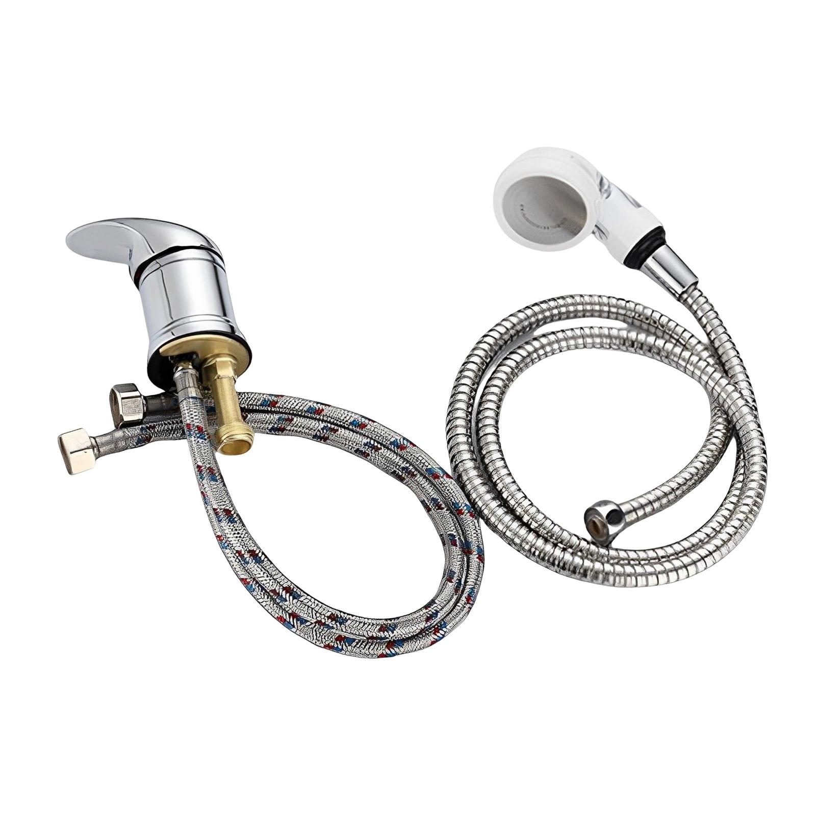 Magideal - Grifo Duradero Para Salón De Agua Fría Y Caliente, Accesorios De Baño, Aleación De Zinc Con Tubo De Entrada, Unidades De Retrolavado, Cabezal De Ducha Estilo D