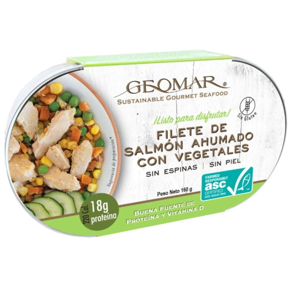 Ensalada filete salmón ahumado vegetales 160g, 160 g