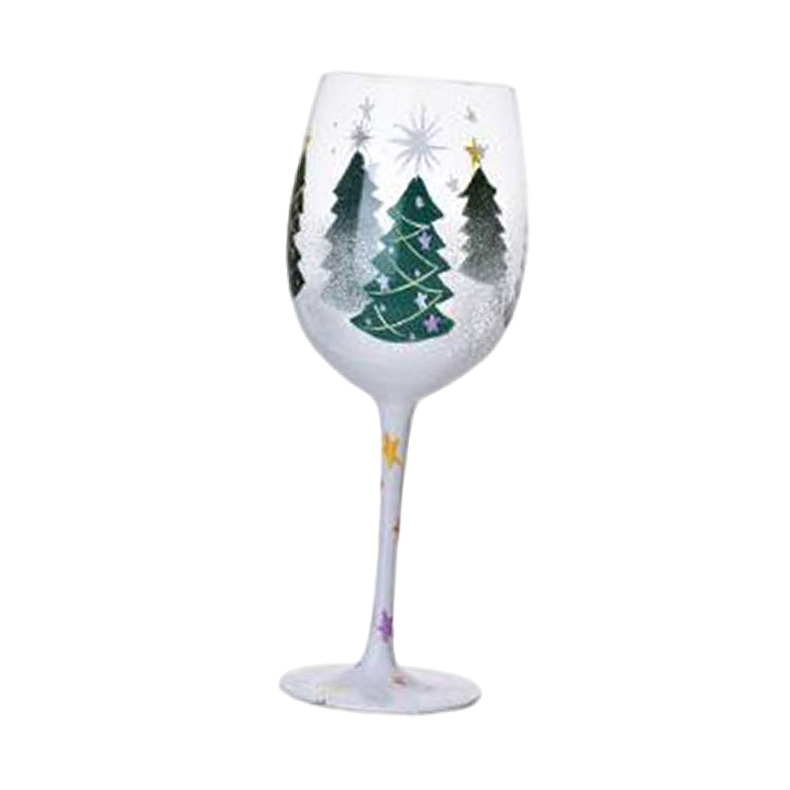 Bothyi - Copa De Vino Navideña Copa De Vino Tinto Estampada Para Vacaciones De Invierno Estilo C
