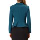 thumbnail image 3 of INSPIRE CHIC Blazer corto de trabajo para mujer, atuendo de regreso a clases para maestras, chaqueta de oficina casual con cuello con solapa, manga larga y volante, M azul marino, 3 of 6