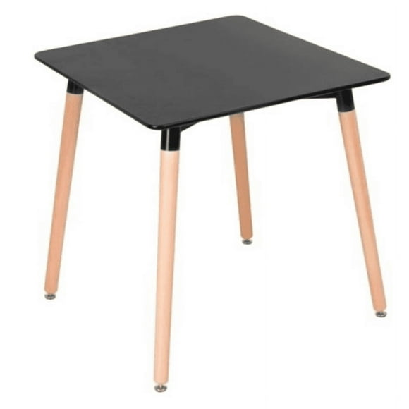 Mesa cuadrada Eame de comedor 80x80 cm MDF Base de Haya Alemana Diseño Moderno Negro