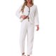 thumbnail image 1 of Conjunto de pijama de franela para mujeres, manga larga, botones, cuello en V, pantalones de forro polar esponjoso, ropa de descanso, XL, blanco, 1 of 6
