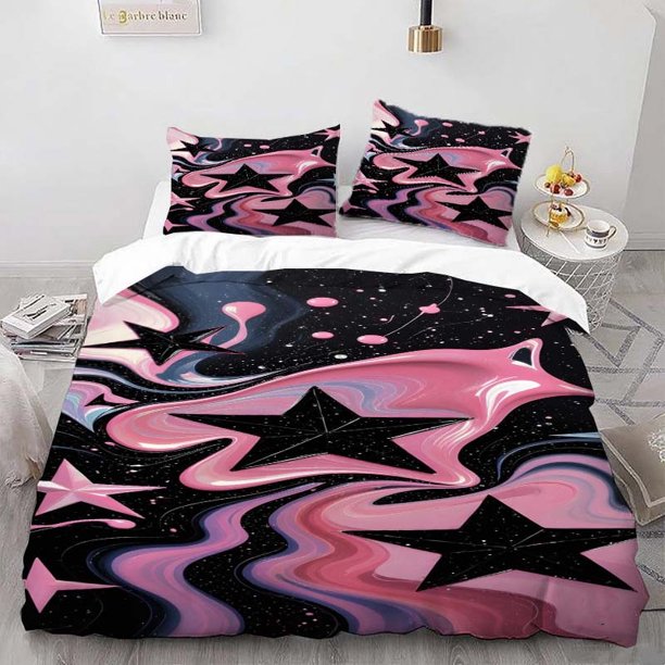 Three-Piece Fantasy Starry Sky Printed Duvet Cover Set Soft and Comfortable All-Season Bedding Set Ideal for Home and Bedroom Guest Room