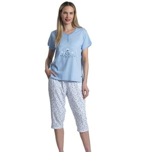 Mon Amour - Pijama Algodón Capri Con Botones Est. Flores | Sueño Ligero