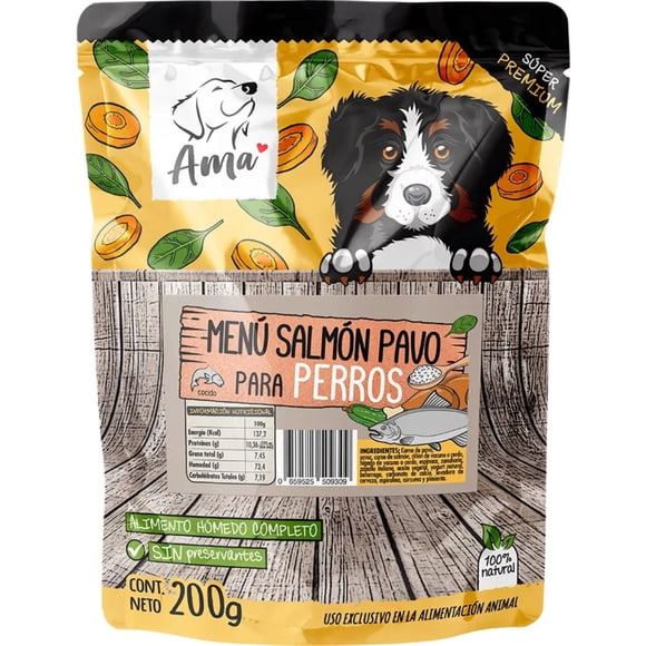 Alimento Natural Para Perro Sachet Salmón, 200 g