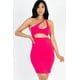 thumbnail image 1 of Vestido Mini Ajustado con un Hombro Descubierto y Fruncido en la Parte Delantera, Color Fucsia L, 1 of 5