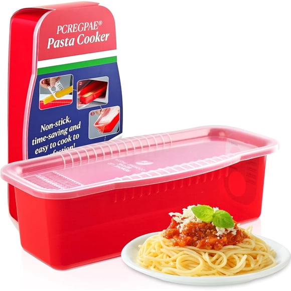 Olla para pasta de microondas con tapa coladora y medidas integradas