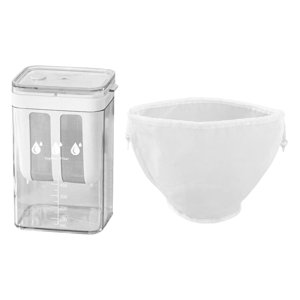 Magideal - Colador Para Yogur, Separador De Suero, Cesta Portátil Multifuncional Con Tapa, Aparato De Malla Fina Para Té, Postres Y Salsas. 1100 Ml Con Escala