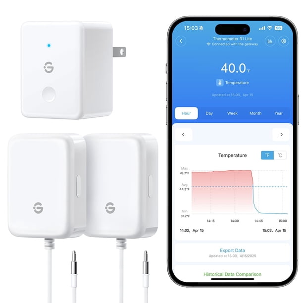 Termómetro para refrigerador GoveeLife WiFi H5111 con alarma, paquete de 2