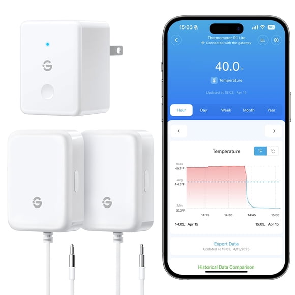 Termómetro para refrigerador GoveeLife WiFi H5111 con alarma, paquete de 2