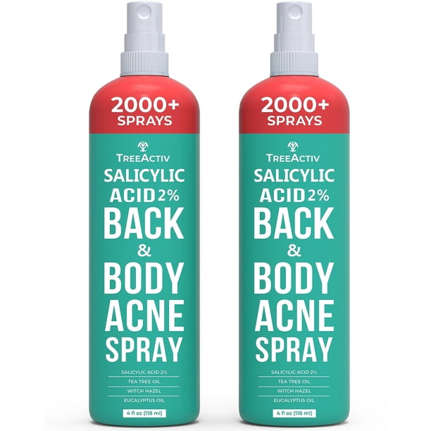 Spray para el acné TreeActiv con ácido salicílico para espalda y cuerpo, 120 ml, paquete de 2