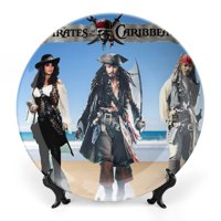 Desmarcar - Piratas Del Caribe Plato Decorativo De Porcelana Fina (Bone China), Plato Decorativo De Cerámica Para Hogar, Oficina, Soporte De Pared, Platos Decorativos Para Dormitorio - 6 Pulgadas (15 Cm)