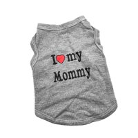 Magideal - Camiseta Con Estampado De ""I Love Mommy Dog"", Chaleco De Verano Para Perros, Camisetas Para Cachorros, Suministros Para Mascotas, Perros Pequeños Y Ga Xs Gris