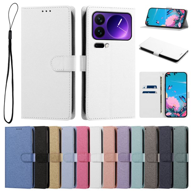 Funda Cartera de PU para Xiaomi 17 Pro con Tarjetas, Blanco