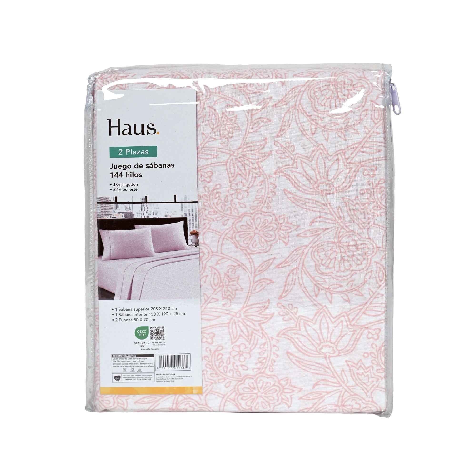 Haus - Juego De Sábanas 2 Plaza 144 Hilos Poliester