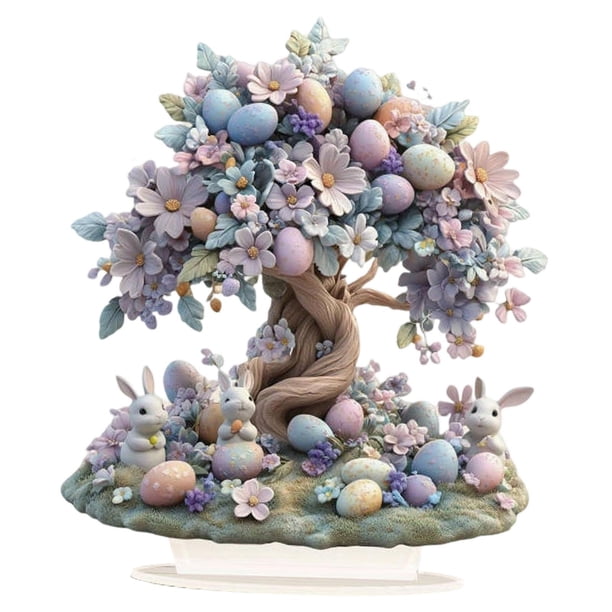Huevos de Pascua decoración de conejo cartel 2d decoración de mesa decoración decorativa de escritorio acrílico decoración de Pascua para estante de Estilo a