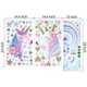 thumbnail image 2 of 3 hojas de pegatinas de pared de unicornio, tamaño grande, diseño de unicornio arcoíris, para decoración de dormitorio infantil, guardería, fiesta de cumpleaños y Navidad., 2 of 7