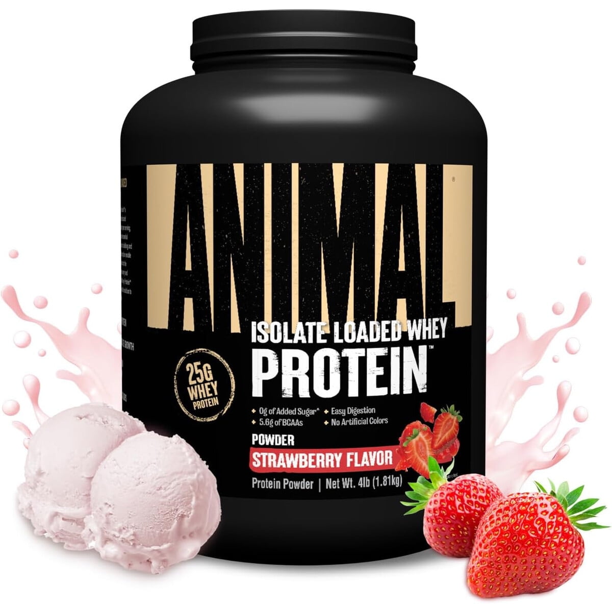 Universal Nutrition - Proteína Animal Whey Isolate 4 Lb Frutilla 25 G Bcaa