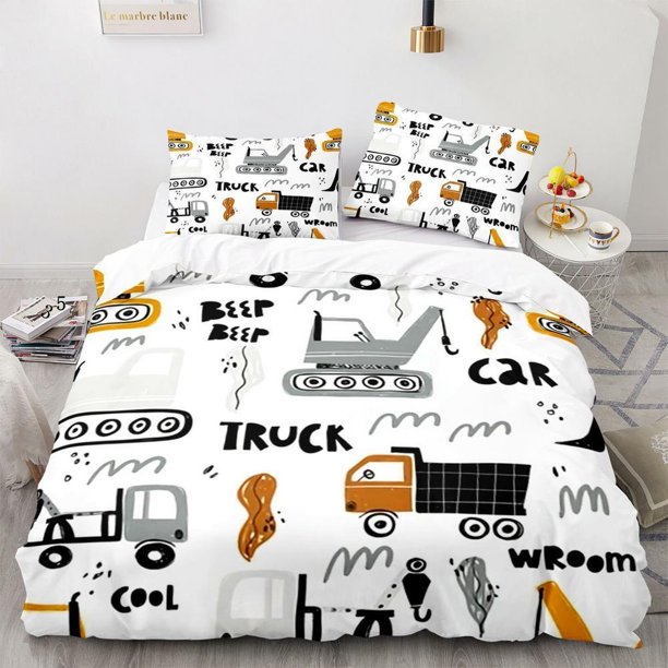 Trucks Kids Tractor 303 Quilt Duvet Cover Set Pillowcase Bedding3-Piece Bedding Set