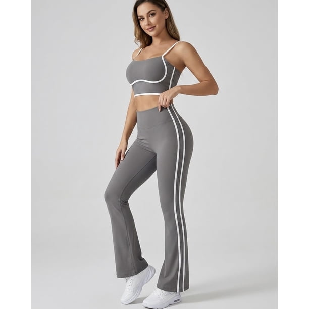 Conjunto Deportivo Mujer Top y Calza Flare Premium