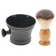 thumbnail image 1 of Brocha de afeitar de cerdas de madera natural con taza de plástico Taza Juego de tazón para hombres, 1 of 5