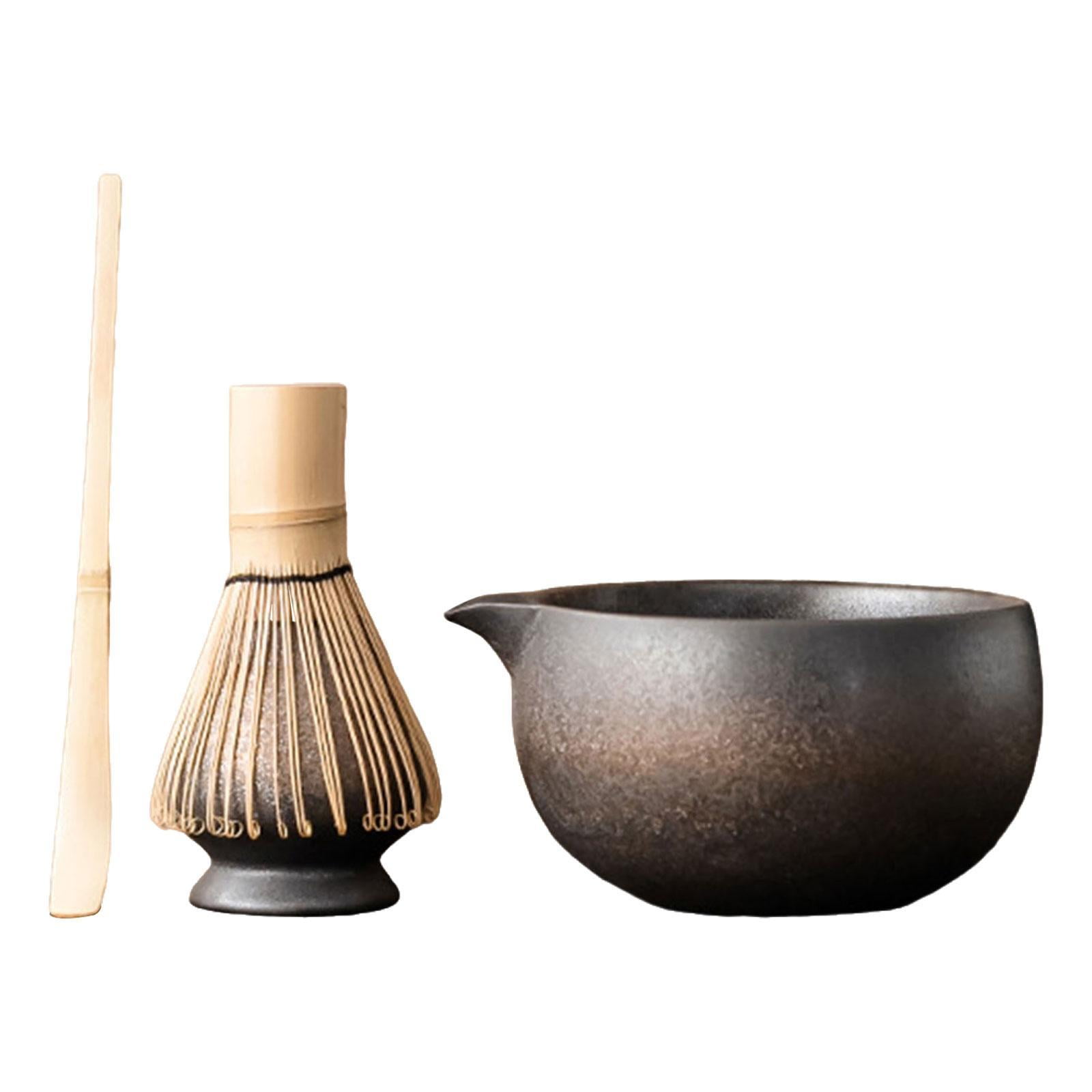 Bothyi - Juego De Matcha Para Amantes Del Té, Juego De Herramientas Para Hacer Té, Batidor Y Soporte De Matcha De Bambú, Tazón Gris