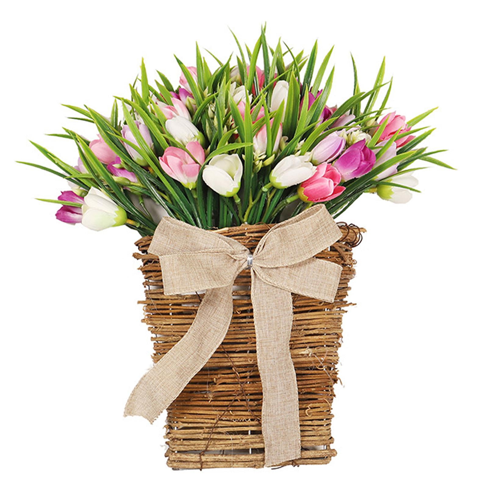 Bothyi - Cesta Colgante Para Puerta, Guirnalda De Flores De Tulipán De Primavera, Cesta Para Pared Del Hogar Al Aire Libre