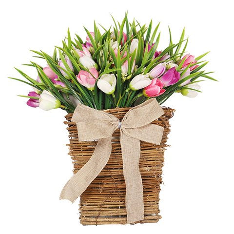 Bothyi - Cesta Colgante Para Puerta, Guirnalda De Flores De Tulipán De Primavera, Cesta Para Pared Del Hogar Al Aire Libre