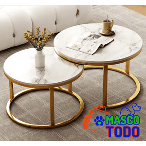 Genérico - Juego Mesas Centro Redonda Living Blanca Moderna 70Cm Y 50Cm