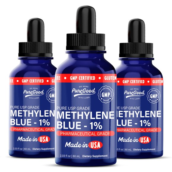 Suplemento PureGood azul de metileno al 1%, 60 ml, paquete de 3