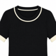 thumbnail image 3 of Polera Rib Mujer Tejida Manga Corta Cuello Redondo Bicolor negro Talla Única, 3 of 3