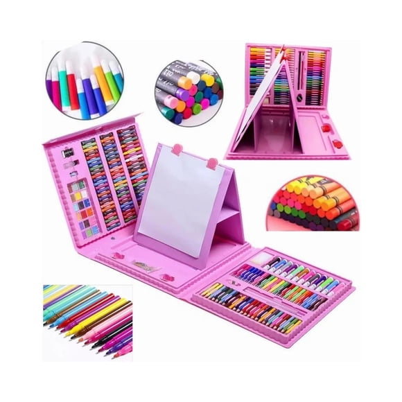 Set 208 Lapices Para Colorear Con Maleta Rosada Infantil