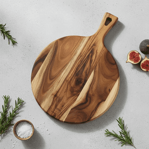 Genérico - Tabla De Picar Circular Con Mango Mcb002 Lisa Café