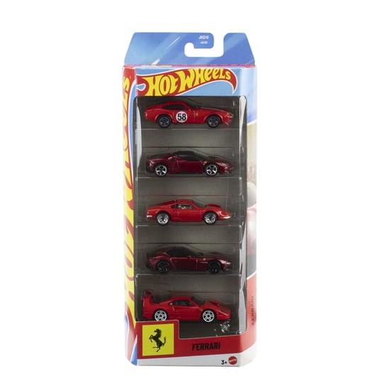 Hot Wheels Pack 5 Autos Rosso Escala 1:64 Colección