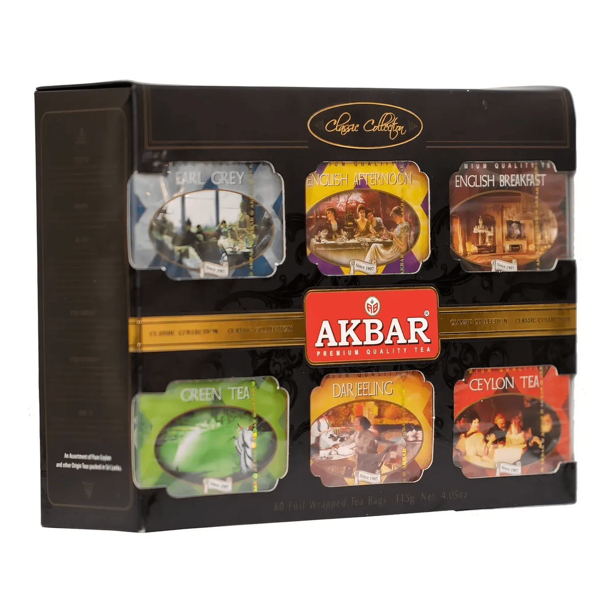 Té Akbar Classic Collection 10 X 6 Sabores, 60 Bolsitas En Total (té Ceylan, Verde Chino, Darjeling Y Bergamota)