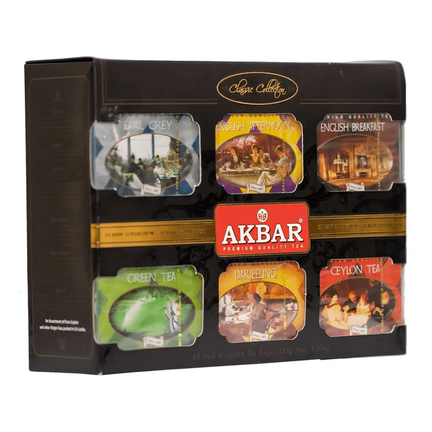 Té Akbar Classic Collection 10 X 6 Sabores, 60 Bolsitas En Total (té Ceylan, Verde Chino, Darjeling Y Bergamota)