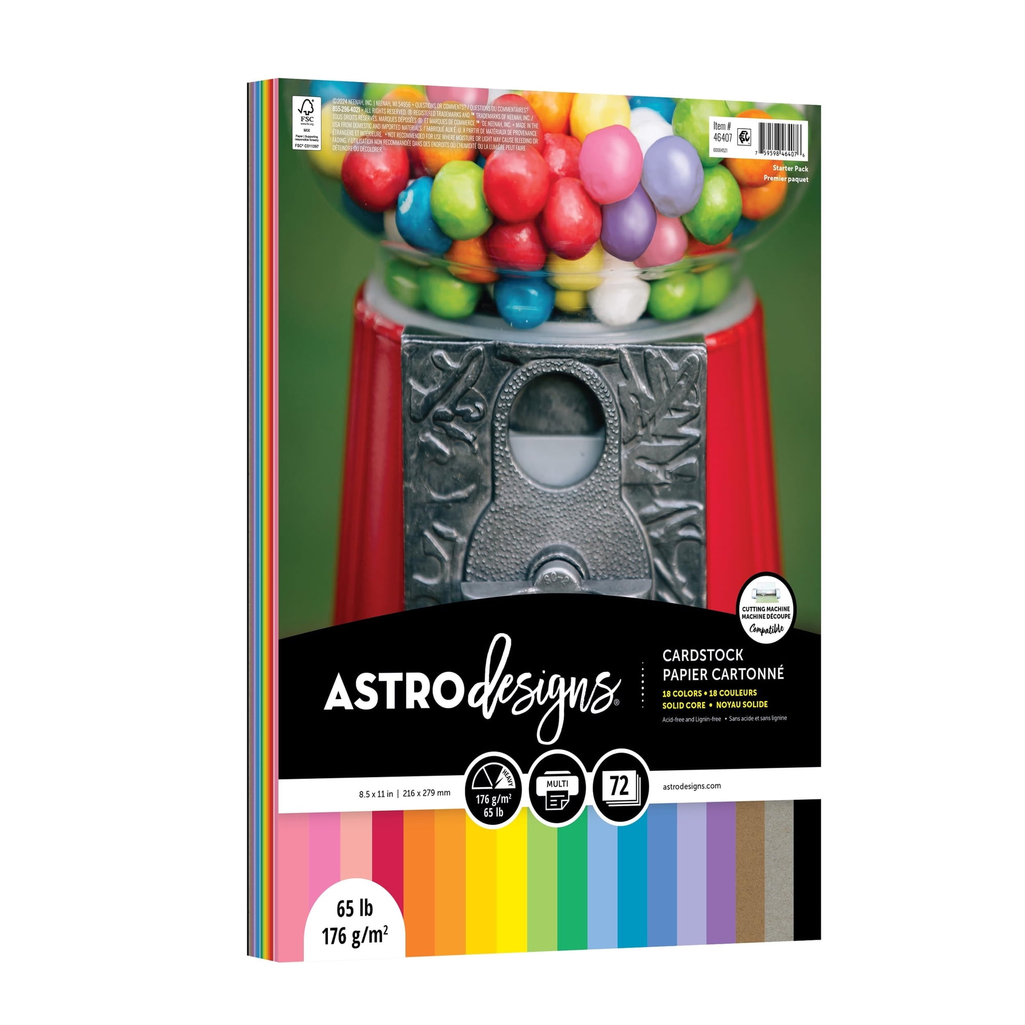 Paquete De Cartulina Neenah Astrodesigns 8,5 X 11, 72 Hojas, 18 Colores