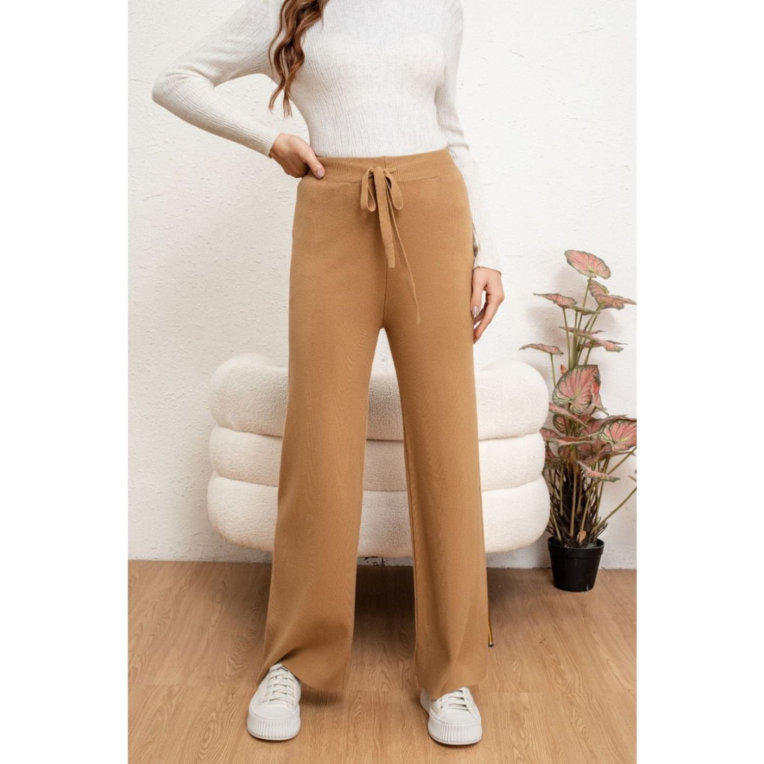 Likeshop - Pantalon Mujer Recto Lanilla Tiro Alto Full Elasticado 5053