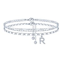 Pulsera Ursteel Con Inicial R Chapada En Plata, 27 Cm+5 Cm