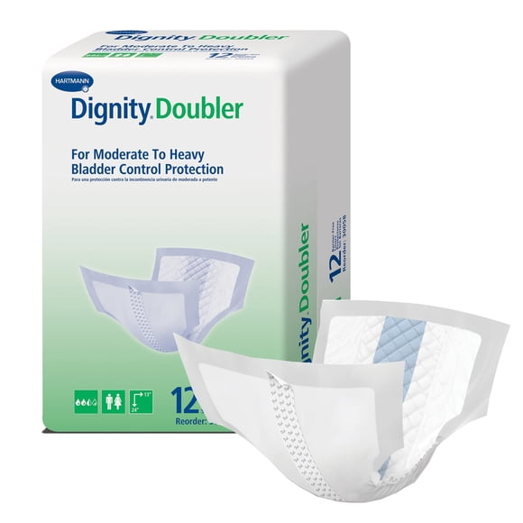 Almohadillas para el control de la vejiga Hartmann Dignity Doubler, 33 x 61 cm, 12 unidades