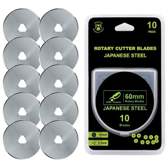 Cuchillas giratorias Headley Tools, 60 mm, paquete de 10 unidades, para Olfa Fiskars