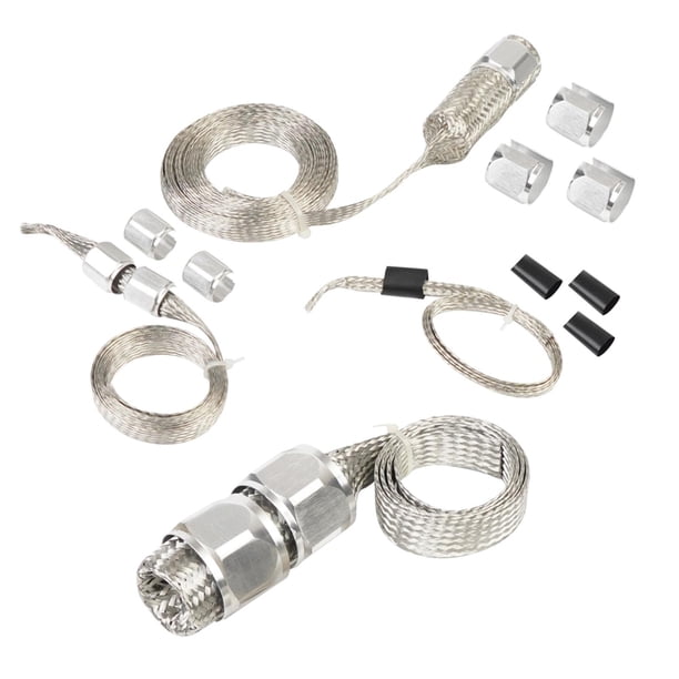 1 Kit Braided Hose Sleeve Flexible Instalación Sencilla Material Aluminio Universal Reemplazo Adecuado para Vehículos Automóviles Garajes Uso Personal Plata