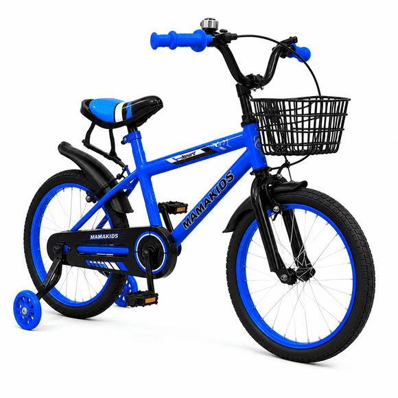 Bicicleta Infantil Niño Aro 14 Canasto Ruedas Apoyo Mamakids Azul
